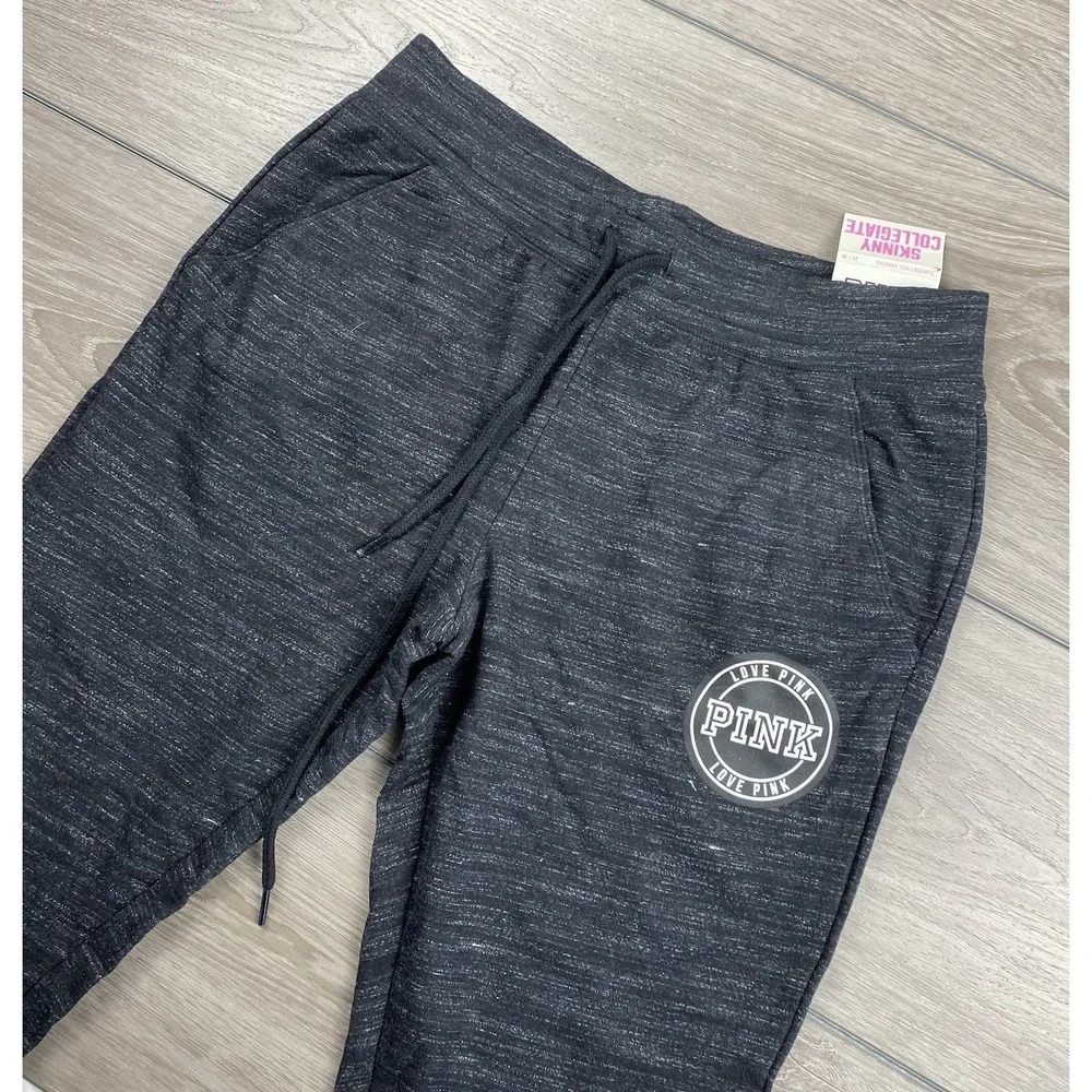 Victorias Secret Womens Pink Skinny Collegiate Jogger Lounge Pants Grey Sz M New
